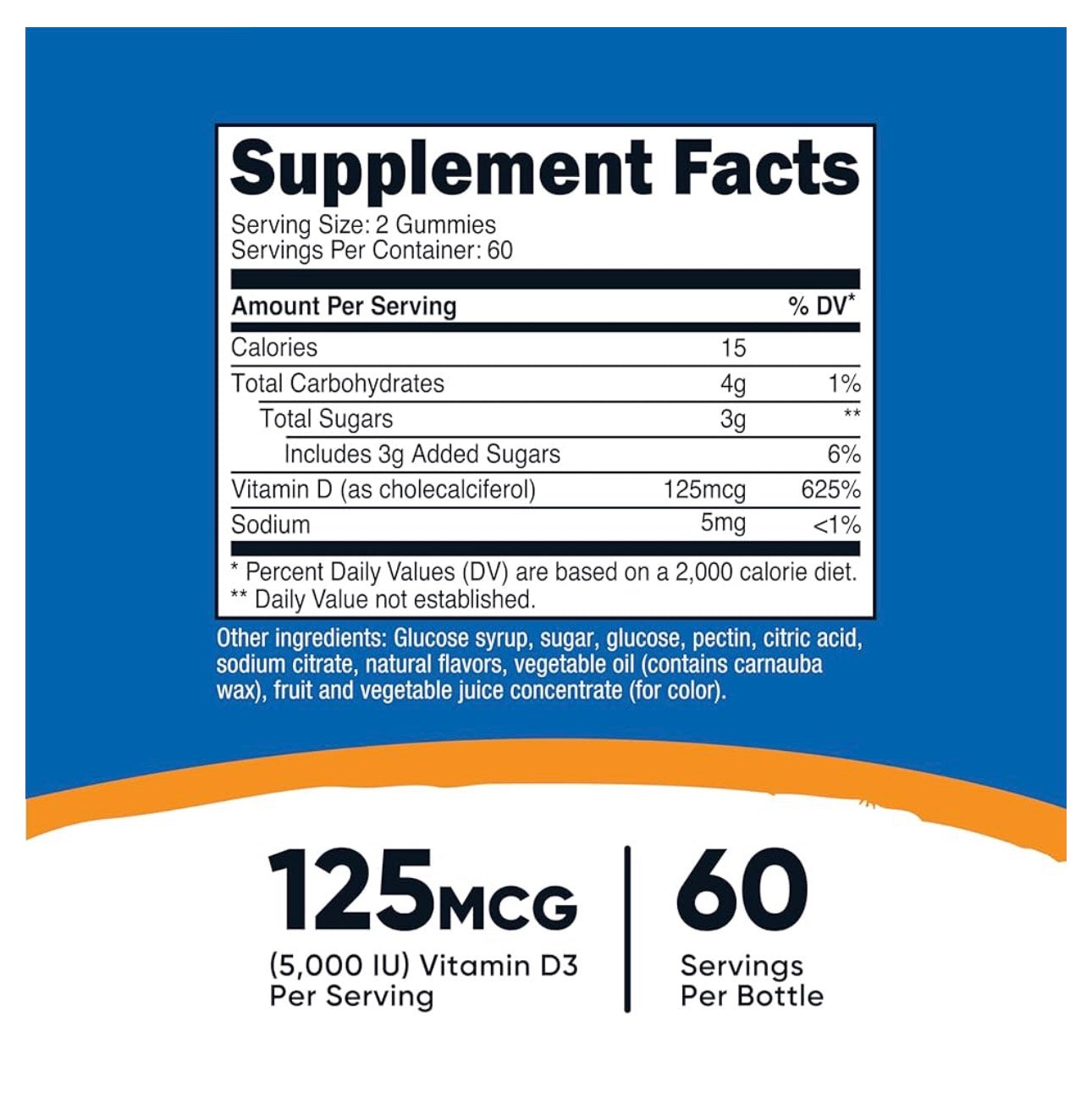 Nutricost Vitamin D3 Gummies 5,000IU [125mcg] | Bone & Immunity Support| Promotes Muscle Health | Supports Healthy Teeth | Mixed Berry Flavored~120 Gummies; Exp 10/2027