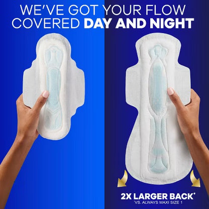 Always Maxi Sanitary Pad Size 5 | for Extra Heavy Flow | Prevents Unwanted Odors with OdorLOCK | Overnight Pads with Wings ~ Unscented; 33 Pads