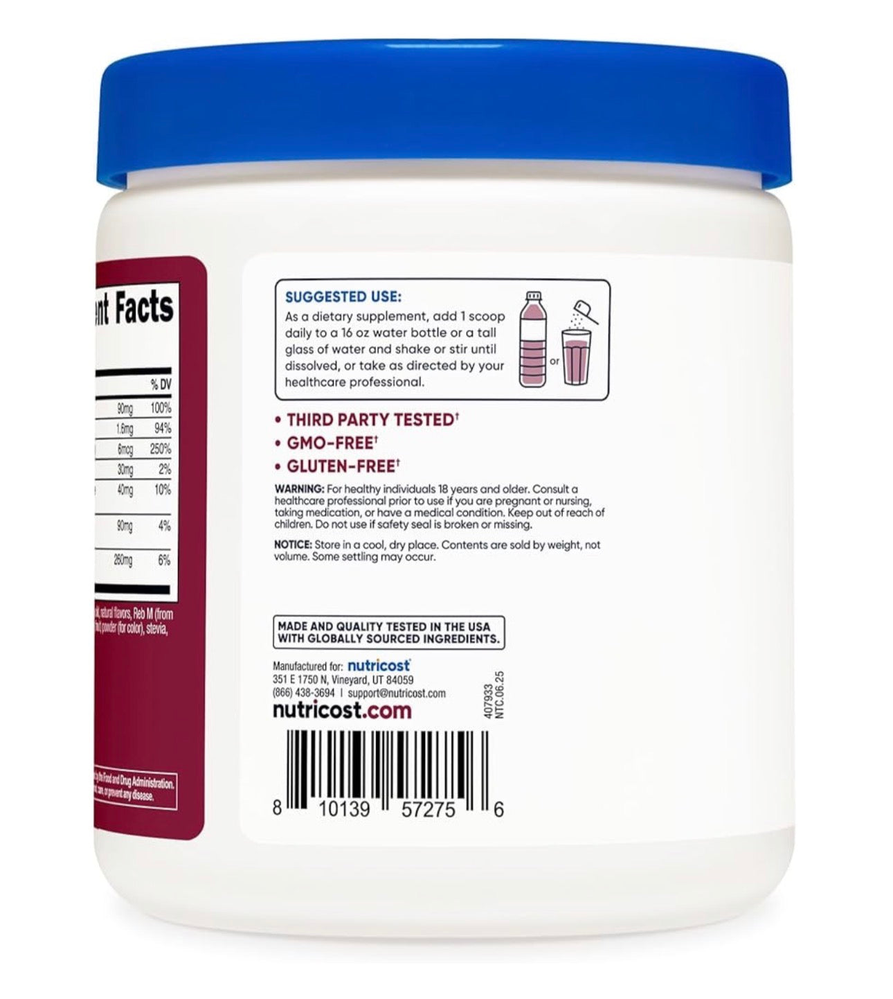 Nutricost Electrolyte Complex Powder | Hydration Drink Mix with Balanced Blend of Electrolytes, Vitamins & minerals | 60 Servings | Grape Flavored~16.7oz/468g; Exp 12/2028