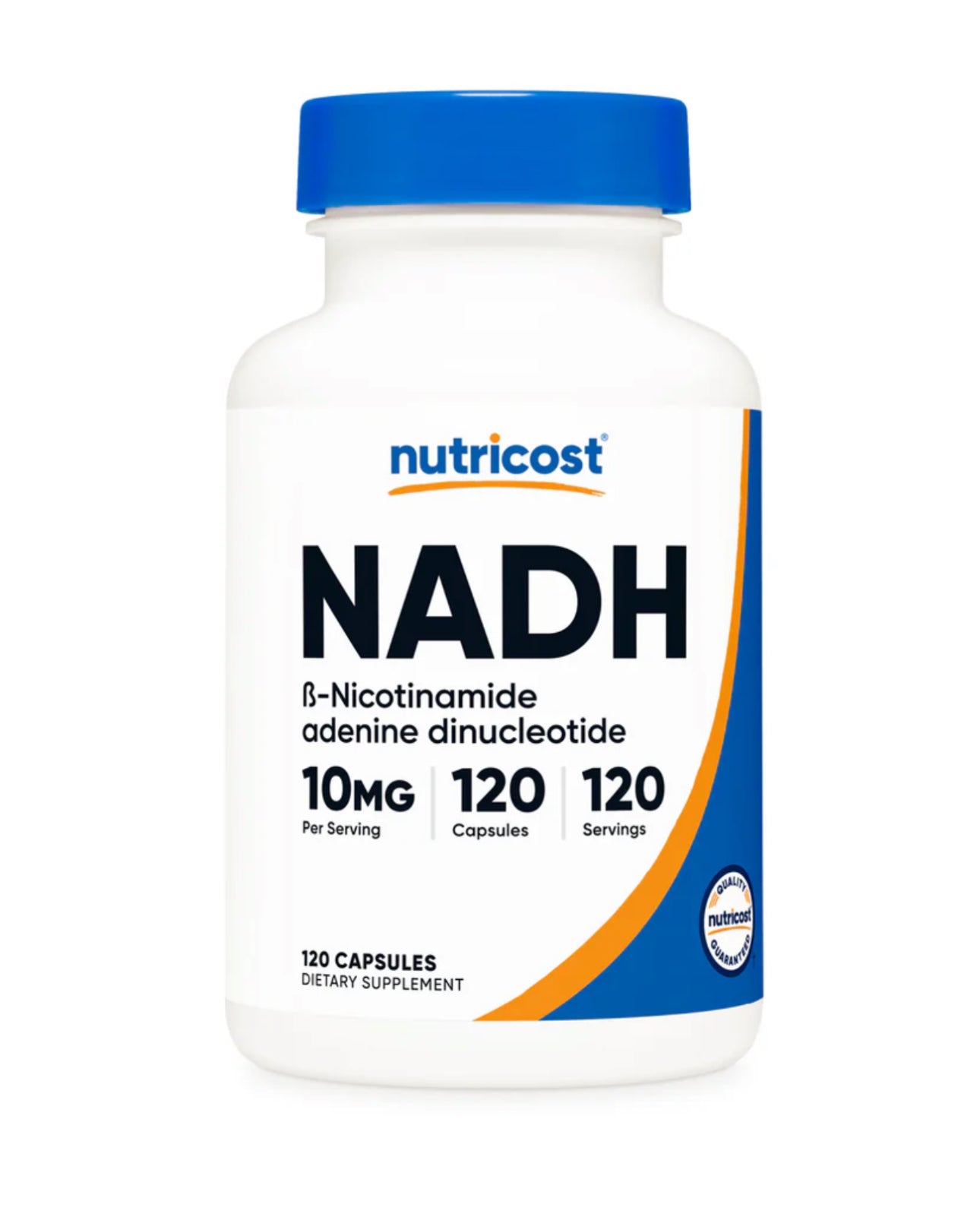Nutricost NADH 10mg | Reduced β-Nicotinamide Adenine Dinucleotide | Essential for Cellular Energy Production | Neurotransmitter Support | 120 Capsules; Exp 02/2028