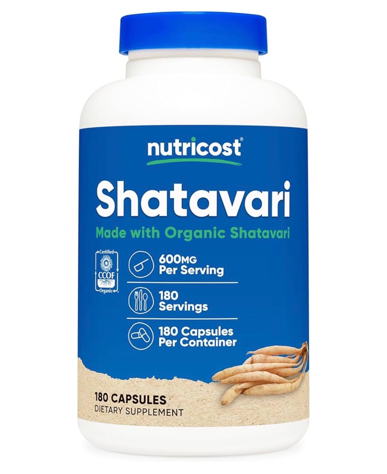 Nutricost Shatavari 600mg | Menopause & Hormone Support | Calms the Emotion & Reduces Irritability | 180 Capsules; Exp 05/2027