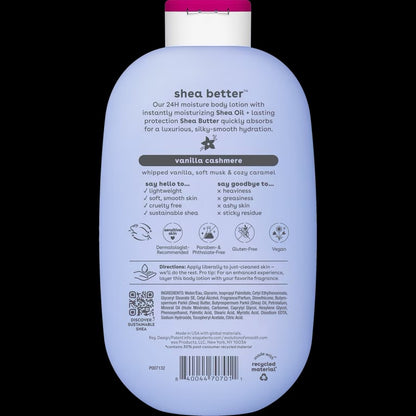 EOS Shea Better 24HR Moisture Vanilla Cashmere Body Lotion | Moisturizing 𝐋𝐨𝐭𝐢𝐨𝐧 | 16 fl.oz (473 ml)