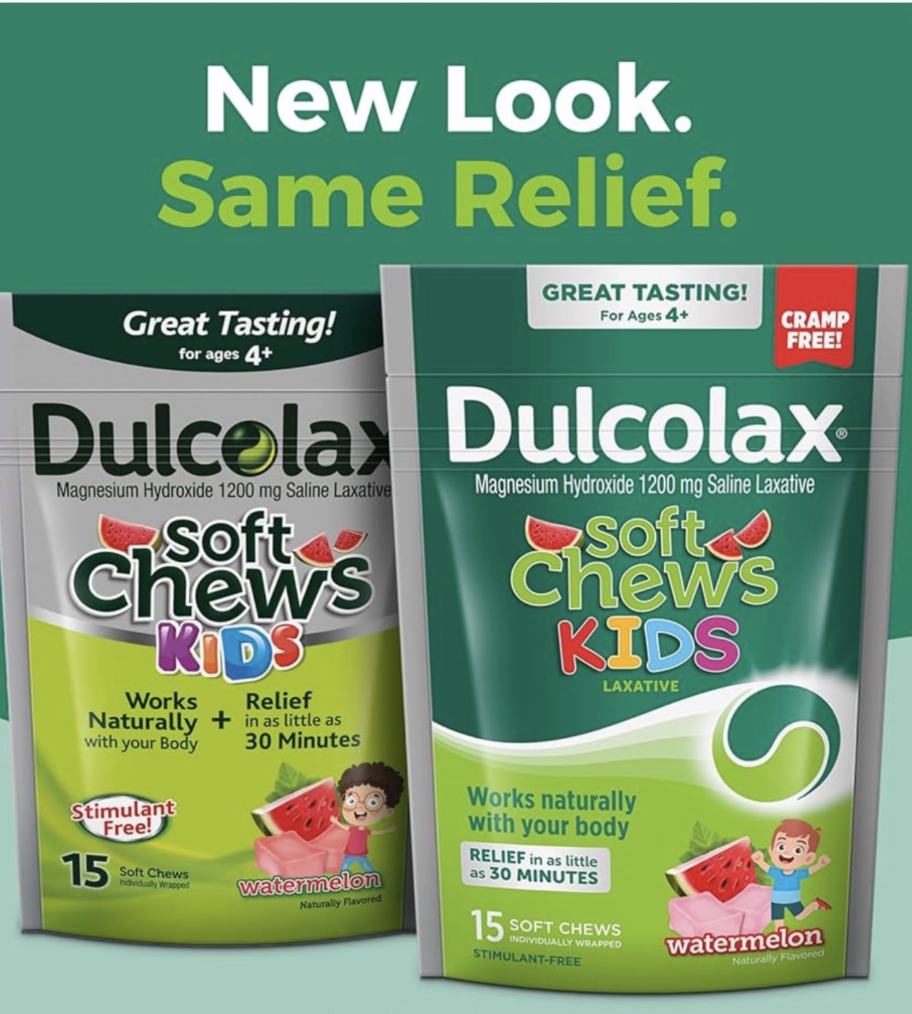 Dulcolax Kids Saline Laxative Soft Chews | Magnesium Hydroxide 1200 mg | Softens Stool | Gentle Constipation Relief for Kids Aged 4 Years & Above | Stimulant-Free Laxatives | Watermelon Flavor~15 Soft Chews; Exp 08/2026