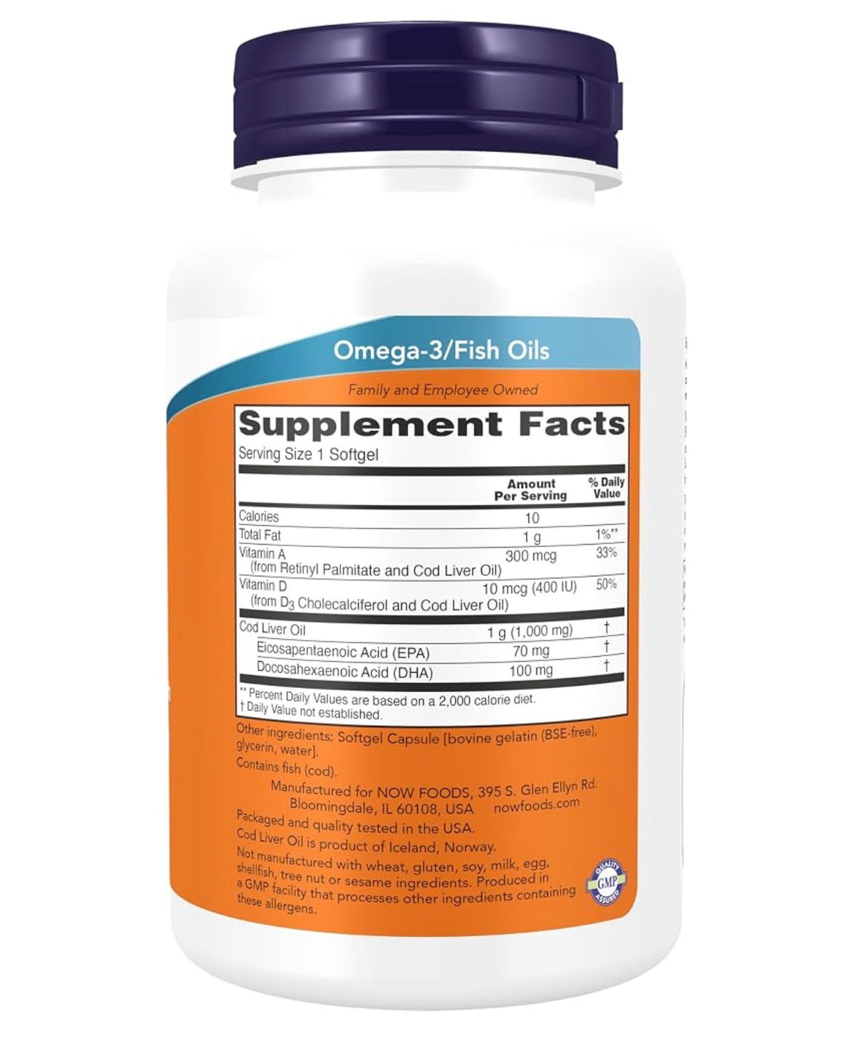 NOW Extra Strength Cod Liver Oil 1,000mg | With Vitamins A & D3 | Supports Heart Health & Overall Wellbeing | 90 Softgels; Exp 05/2029