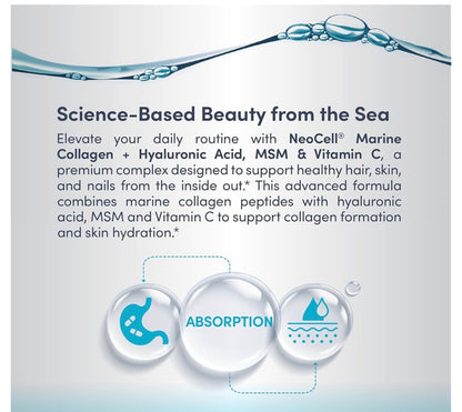 Neocell Marine Collagen Powder with Hyaluronic Acid, MSM and Vitamin C |  For Skin Care & Joint Health |Unflavored ~ 7oz/200g; Exp 04/2029 (New Look)