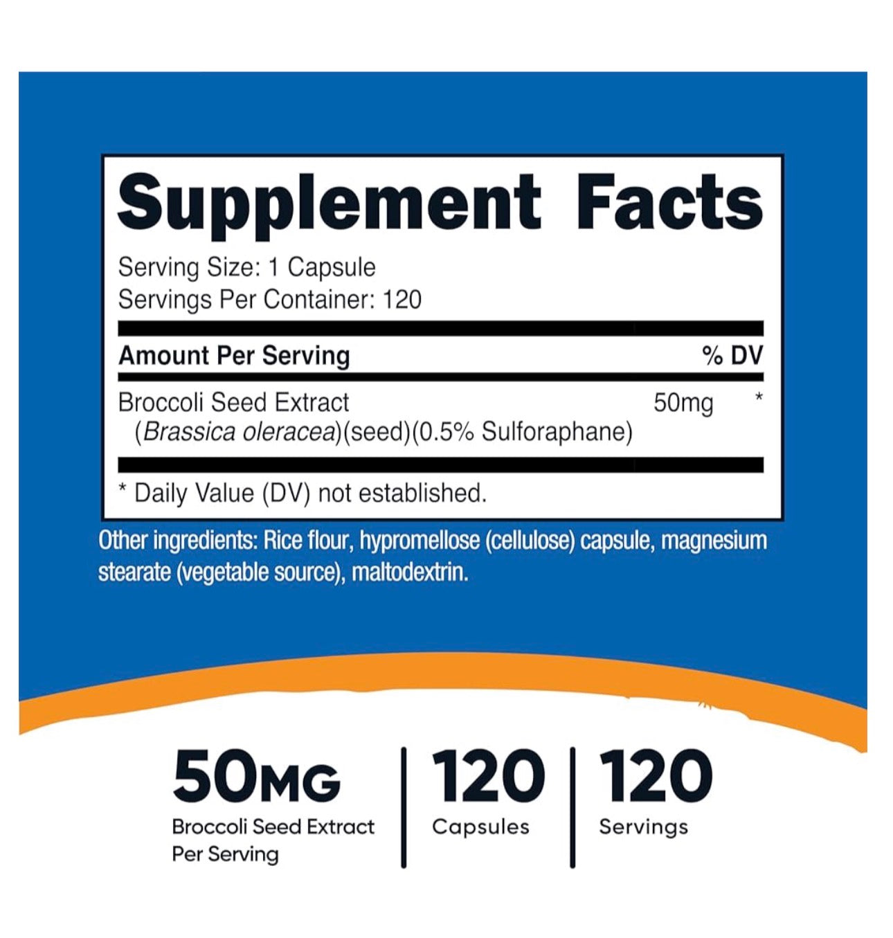 Nutricost Sulforaphane Glucosinolate 50mg (SGS) | Broccoli seed extract | Broccoli Sprout | Anti-Inflammatory, Antioxidant, Supports Your Body’s Natural Detoxification Processes | 120 Capsules; Exp 10/2028