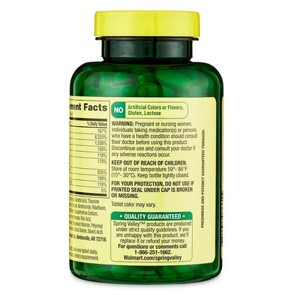 Spring Valley Super Vitamin B-Complex | Over 8 Month Supply | Supports Energy Production, Cardiovascular, Immune and Nervous System Health | 250 Tablets; Exp 09/2026 STAINED PACK-See last picture