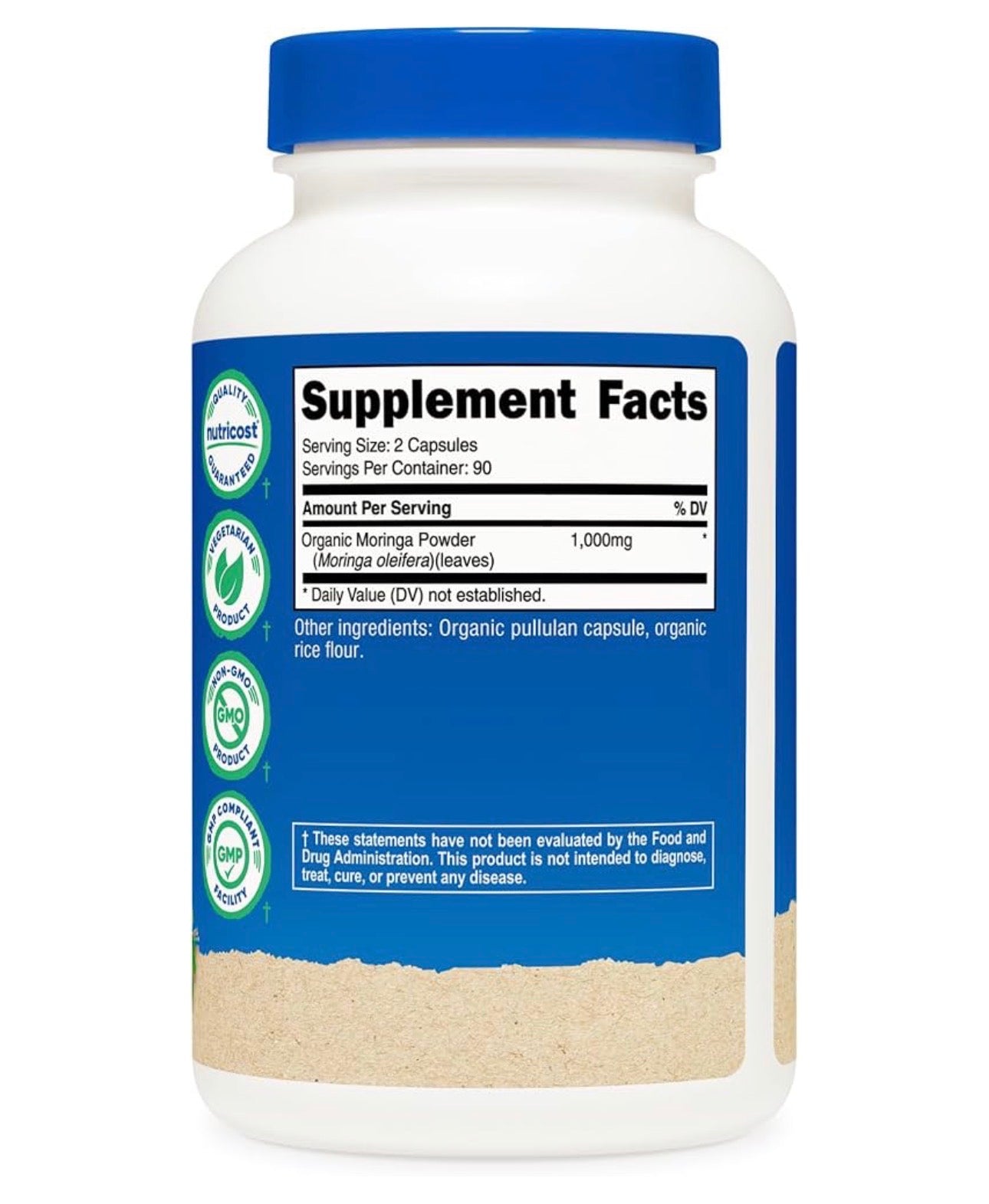 Nutricost Moringa 1000mg | 90 Servings | SuperFood | Antimicrobial, Anti-inflammatory & Antioxidant | 180 Capsules; Exp 02/2029
