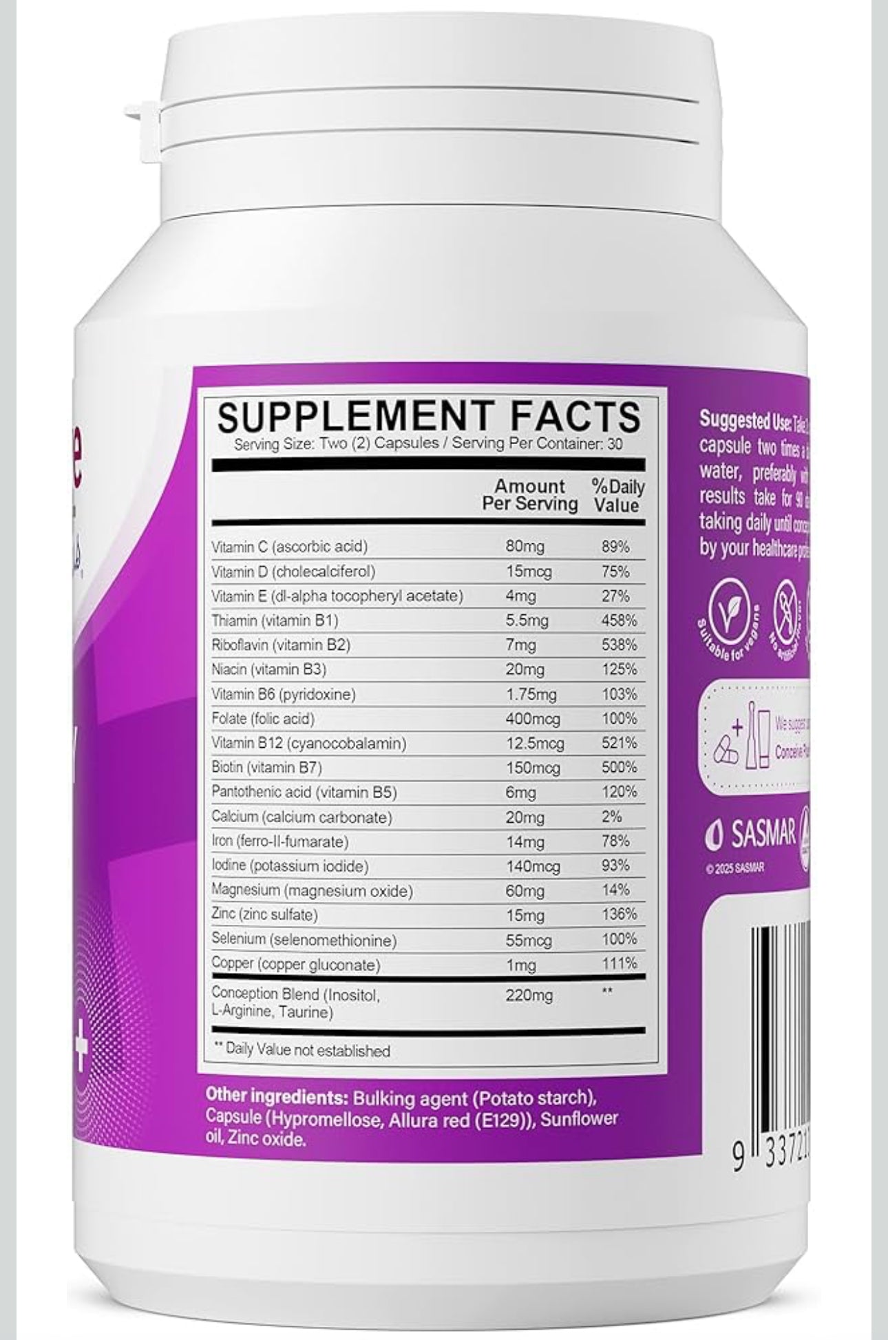 CONCEIVE PLUS Women's Fertility Support | Conception Prenatal Supplements for Her | Aids Hormonal Balance & Regular Cycles | With 23 Fertility Boosting Ingredients | 60 Capsules; Exp 08/2028 *New look