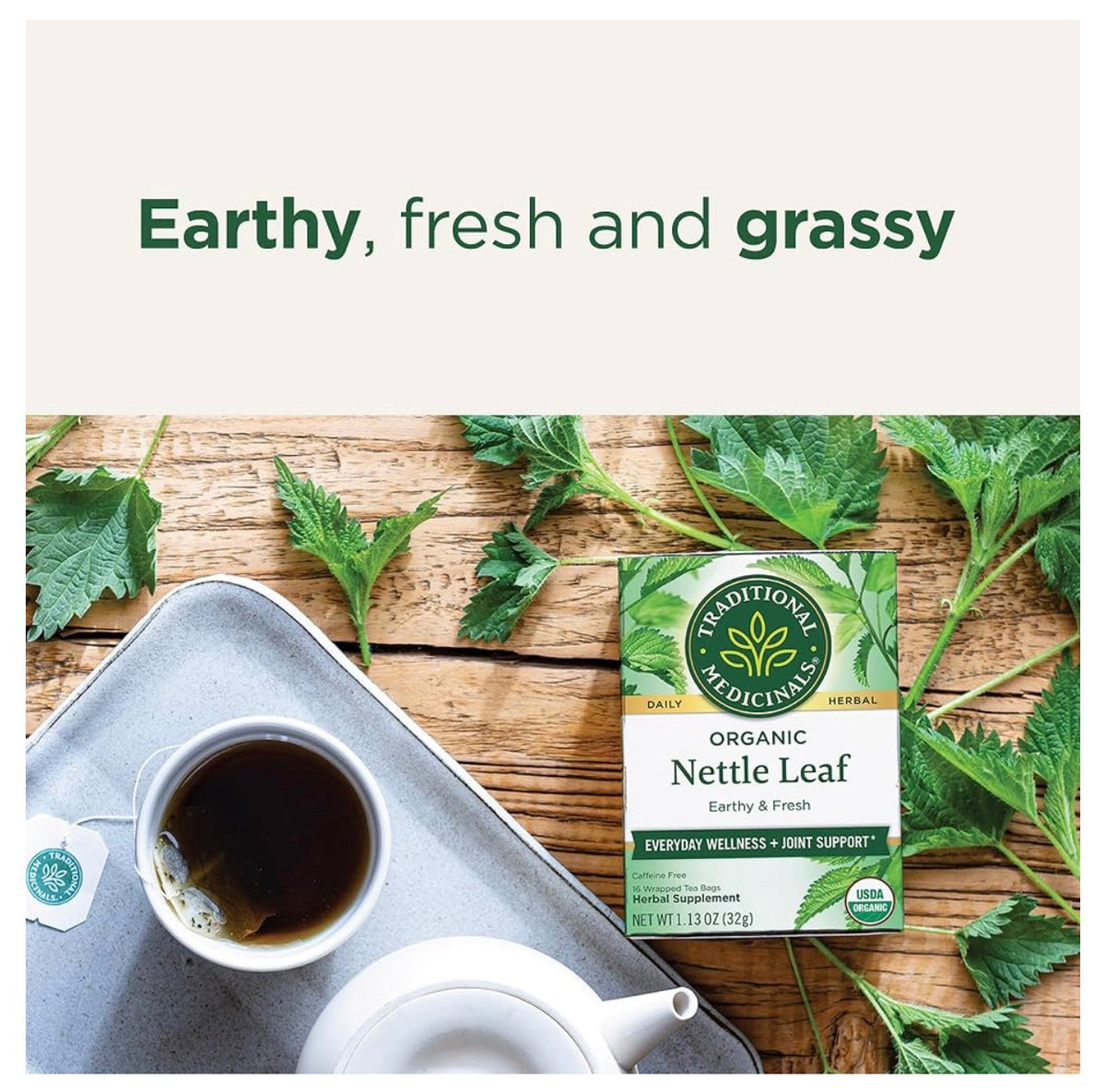 Traditional Medicinals Organic Nettle Leaf Tea | Supports Joint Health & Overall Wellness | 16 Tea Bags; Exp 12/2028