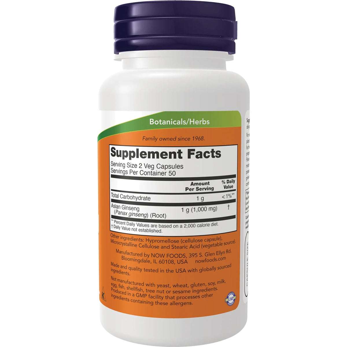 NOW Panax Ginseng 500mg | Adaptogen | 100 Capsules; Exp 05/2030