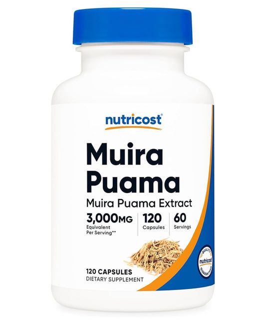 Nutricost Muira Puama Extract 3,000mg Equivalent | Sexual Tonic For Men & Women | Enhances Sexual Virility & Boosts Performance | 120 Capsules; Exp 07/2028