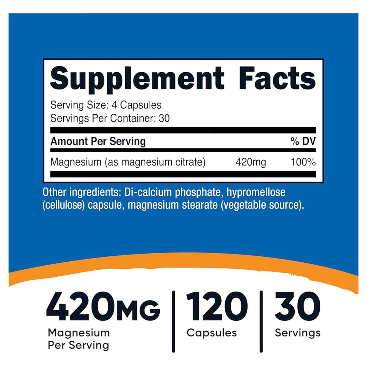Nutricost Magnesium Citrate 420mg | Enhanced Absorption Magnesium | 105mg per Capsule | 120 Capsules; Exp 05/2028