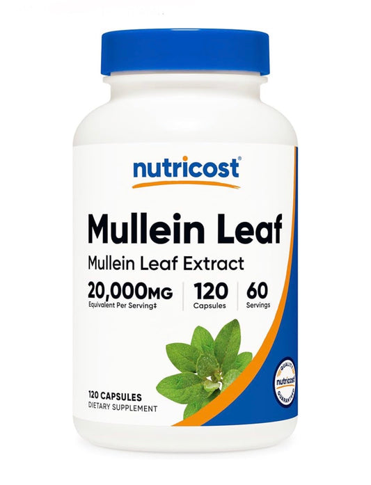 Nutricost Mullein Leaf Extract | Traditional Used to Clear Mucus | Promotes Healthy Immune, Bronchial & Respiratory Function | 120 Capsules; Exp 01/2029
