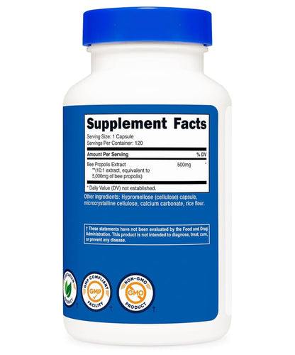 Nutricost Bee Propolis 10:1 Extract 5,000mg Equivalent | Helps Support The Body's Natural Defenses, Upper Respiratory Health & Microbial Balance | 120 Capsules; Exp 04/2028