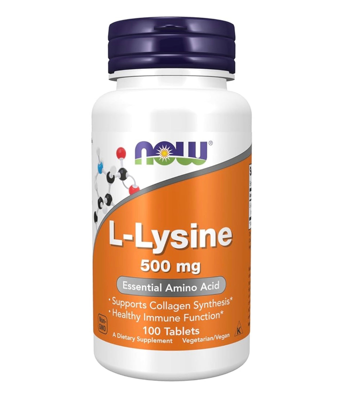 NOW L-Lysine 500 mg | Supports Immune System,  Required for the Maintenance of Structural Proteins | Antiviral | 100 Tablets; Exp 05/2030