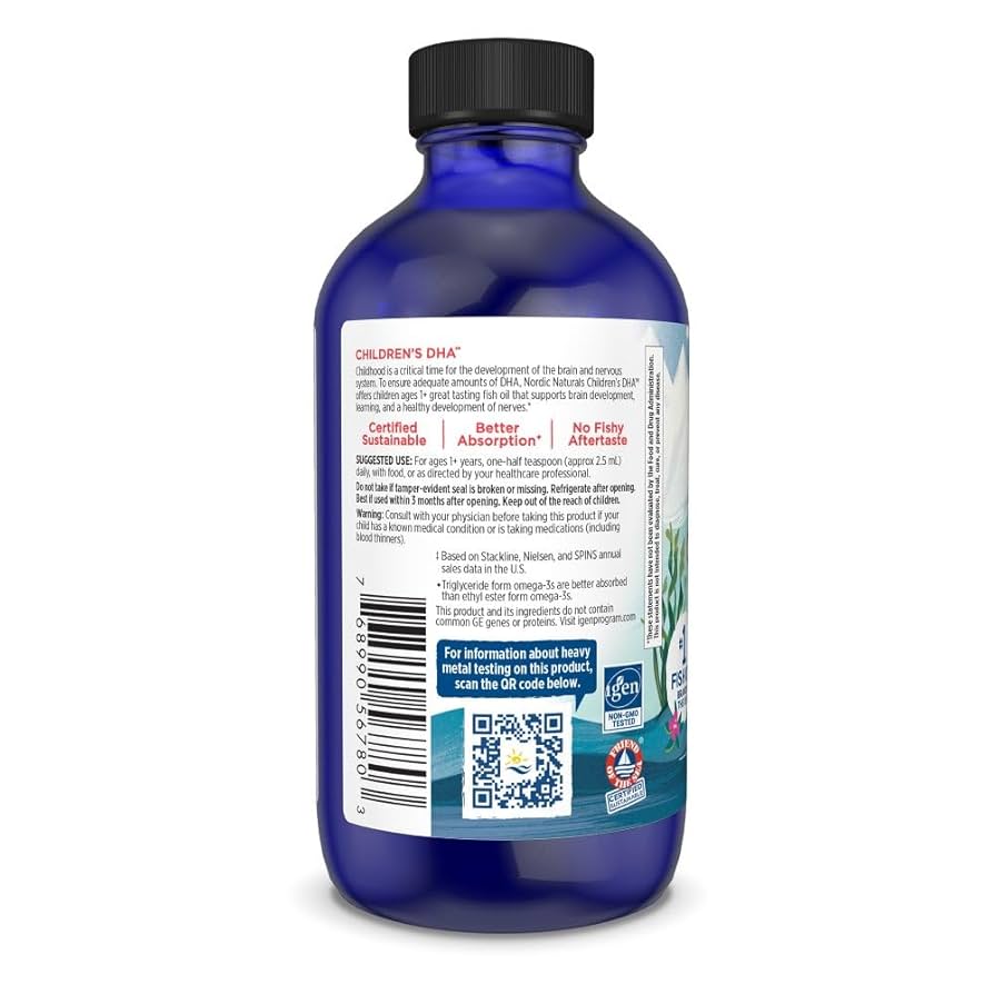 Nordic Naturals Children’s DHA | 530 mg Omega-3 with EPA & DHA | For Kids Brain Development & Function | Supports Learning & Cognition | 48 Servings | Kid-Friendly Taste | Strawberry Flavor~4 oz/119ml; Exp 08/2028