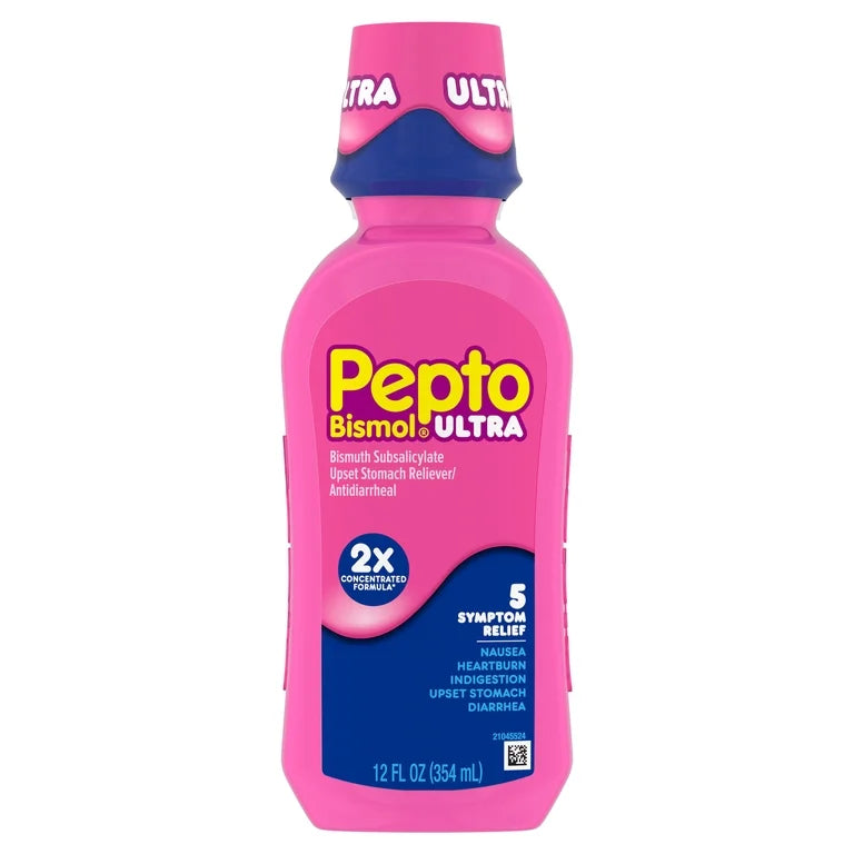 Pepto Bismol Ultra Bismuth Subsalicylate Upset Stomach Reliever/Anti-Diarrheal Liquid | Coats Stomach & Provides Fast Relief from Nausea, Heartburn, Indigestion, Upset Stomach & Diarrhea | Original Flavor ~12oz/354ml; Exp 01/2028