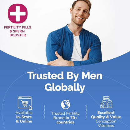 CONCEIVE PLUS Motility Support for Men | Formulated to Boost Sperm Volume & Motility | Vitamin D, Vitamin E, Zinc, Spermidine, Antioxidants | Enhances Sex Drive | 60 Capsules; Exp 11/2028 (New Look)
