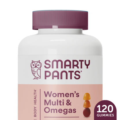 SmartyPants Women's Multivitamin Gummies: Omega 3 Fish Oil (EPA/DHA), Methylfolate, CoQ10, Vitamin D3, C, Vitamin B12, B6, A, K & Zinc, Inositol | 120 Gummies Exp Jun/2025