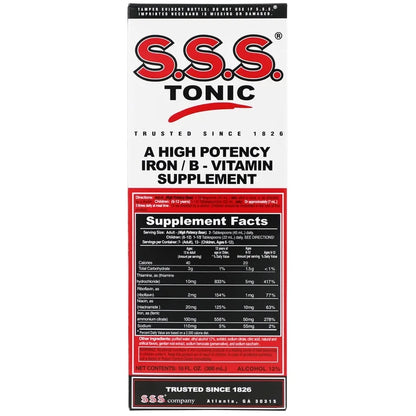 S.S.S. Tonic - Iron and Vitamins B1, B2 & B3 | Liquid with 12% Alcohol | 10 fl.oz (300ml); Exp 05/2028
