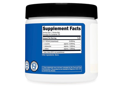Nutricost BCAA 6000mg 2:1:1 Branched Chain Amino Acids (3000mg of L-Leucine, 1500mg of L-Isoleucine & L-Valine) | Post-Workout | Supports Muscle Recovery | 180 grams; Exp 03/2028