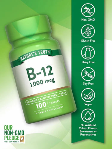 Nature's Truth Vitamin B-12 (Cyanocobalamin) 1000mcg | 100 Tablets Exp 04/2027