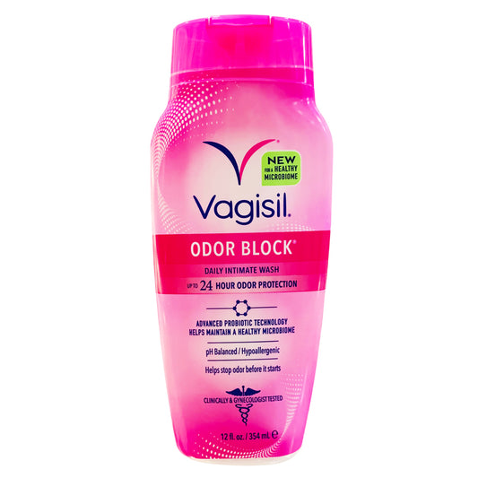 Vagisil Odor Block Daily Intimate Vaginal Feminine Wash | Triple Odor Protection | For a Healthy Microbiome | 12oz/354ml