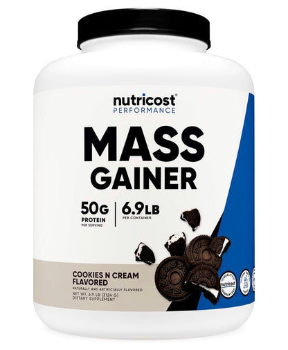 Nutricost Mass Gainer Powder with Creatine (2500mg) and L-Glutamine (2500) | 50 Grams of Protein & 1300 Calories Per Serving | Cookies N Cream Flavor ~6.9 lbs/3.124kg; Exp 05/2029