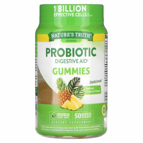 Nature's Truth Probiotic Gummies for Adults- 1 Billion Cultures | Digestive Health | Delicious Tropical Flavor, 50 Gummies Exp 05/2025