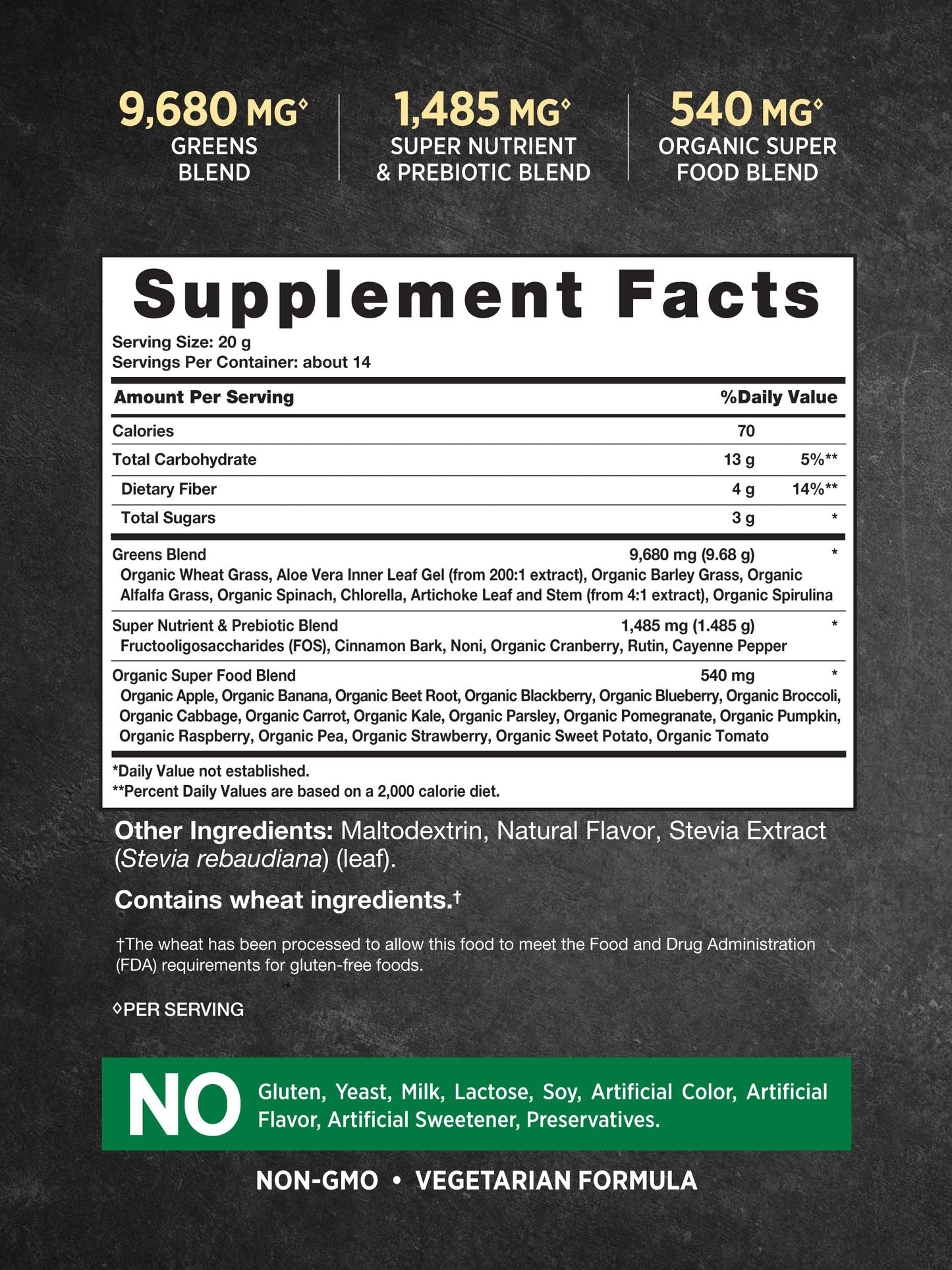 Nature's Truth Super Greens Powder Supplement | Fruit & Vegetables Superfood Blend | 20+ SuperFoods and Prebiotics | 9.88oz/280g Exp 02/2027