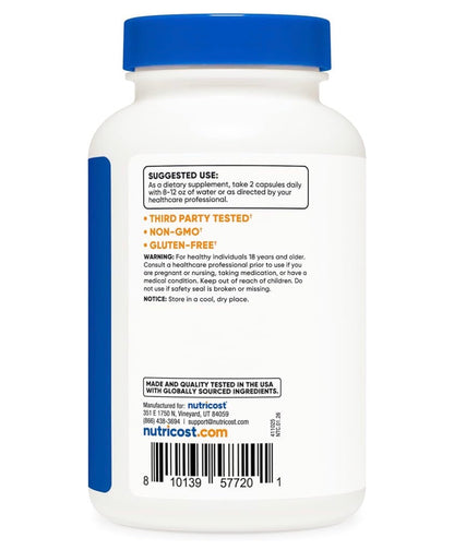 Nutricost Magnesium Glycinate + Malate 250mg With Vitamin D | Highly Bioavailable for Healthy Sleep & Stress Support | 120 Capsules; Exp 05/2029