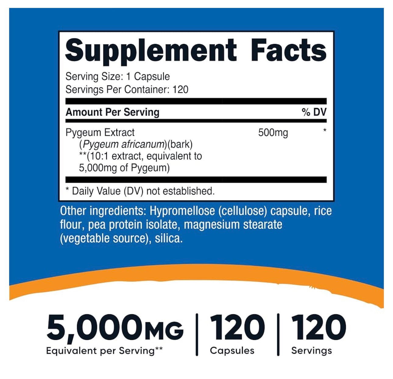 Nutricost Pygeum Extract 5000mg | For Men Seeking Prostate, Bladder, & Urinary Tract Support | 120 Capsules; Exp 12/2028