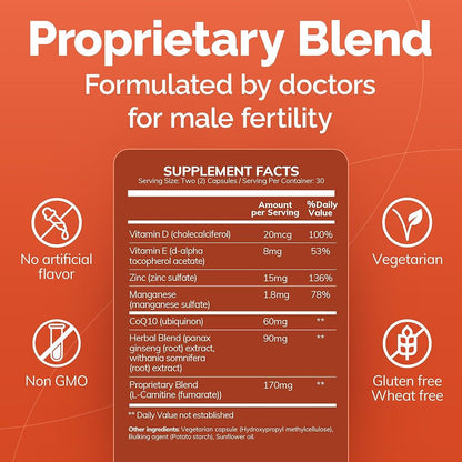 CONCEIVE PLUS Motility Support for Men | Formulated to Boost Sperm Volume & Motility | Vitamin D, Vitamin E, Zinc, Spermidine, Antioxidants | Enhances Sex Drive | 60 Capsules; Exp 11/2028 (New Look)