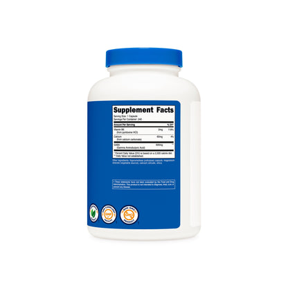 Nutricost GABA 500mg (Gamma-Aminobutyric Acid) | With Vitamin B6 2mg | Natural Neurotransmitter | Promotes Relaxation & Eases Nervous Tension | 240 Capsules; Exp❗️NO DATE 12/2027 Batch 👉🏽See last picture