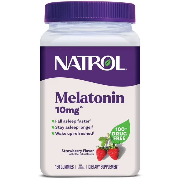 Natrol 10mg Melatonin Sleep Aid Gummies | Fall Asleep Faster & Stay Asleep Longer | Strawberry Flavor~180 Gummies; Exp 09/2026