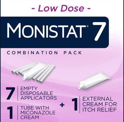 Monistat 7 Day Yeast Infection Treatment for Women Combination Pack - 7 Miconazole Cream Applications with Disposable Applicators & 15g External Monistat Anti-Itch Cream - Exp 11/2026
