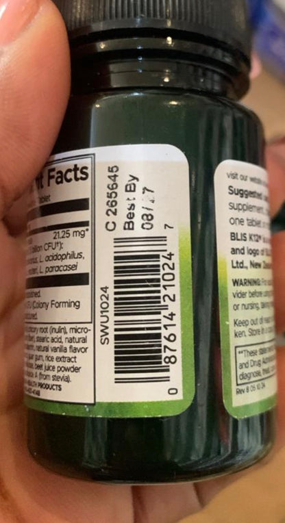 Swanson Oral Probiotic Formula with BLIS K12 | With S. salivarius, L. acidophilus, L. plantarum, L. reuteri, L. paracasei Strains | Support for Oral Cavity & Throat | Natural Strawberry Flavor ~ 30 Chewable Tablets; Exp❗️ UNCLEAR 08/2027 👉🏽Check last pi