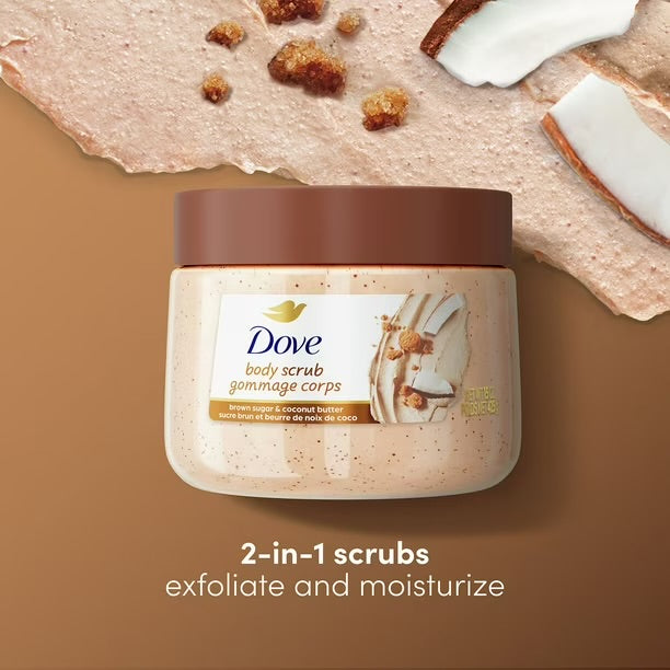 Dove Brown Sugar & Coconut Butter Exfoliating Body Scrub For Silky Smooth Skin | Exfoliates & Restores Skin | 15oz/425g