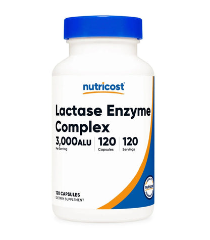 Nutricost Lactase Enzyme Complex 3000 ALU | Digestive Enzymes | For People With Lactose Intolerance 120 Capsules; Exp 08/27