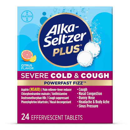 Alka-Seltzer (by Bayer) Plus Cold & Cough | 24 Effervescent Tablets Exp 04/2025