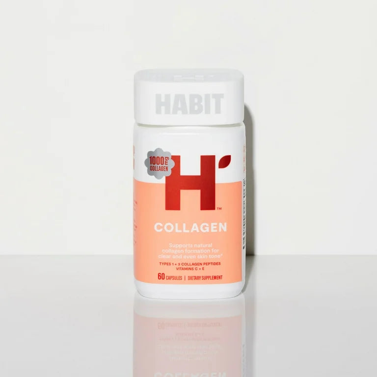 HABIT Collagen | Types 1 & 3 Collagen Peptides, Vitamin C & E | For Clear and Even Skin Tone | 60 Capsules; Exp 04/2027