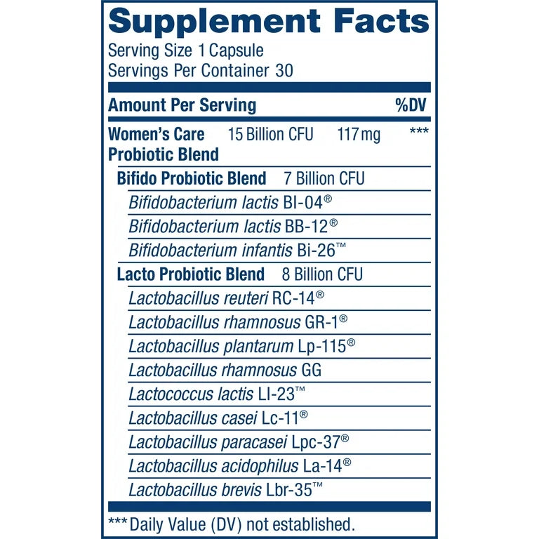 RenewLife Women’s Care Go-Pack Probiotic 15 Billion CFU | 12 Diverse Strains | Helps Maintain Healthy Vaginal pH & Yeast Levels | Supports Urinary, Digestive & Immune Health | 30 Vegetarian Capsules Exp 04/2025