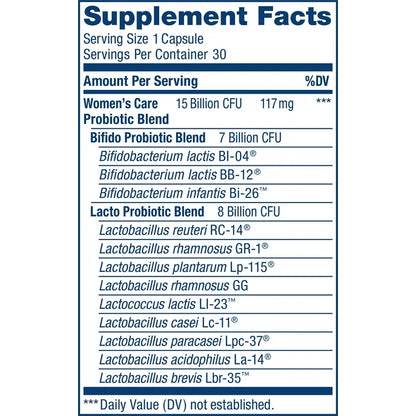 RenewLife Women’s Care Go-Pack Probiotic 15 Billion CFU | 12 Diverse Strains | Helps Maintain Healthy Vaginal pH & Yeast Levels | Supports Urinary, Digestive & Immune Health | 30 Vegetarian Capsules Exp 04/2025