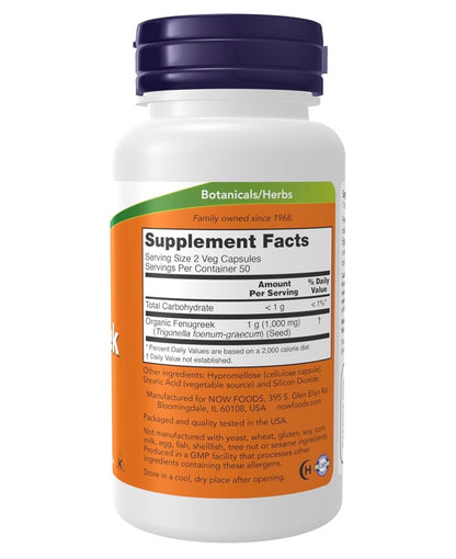 NOW Fenugreek 500mg | Trigonella foenum-graecum | Traditional Lactation/Breastfeeding Support | 100 Capsules; Exp 03/2030