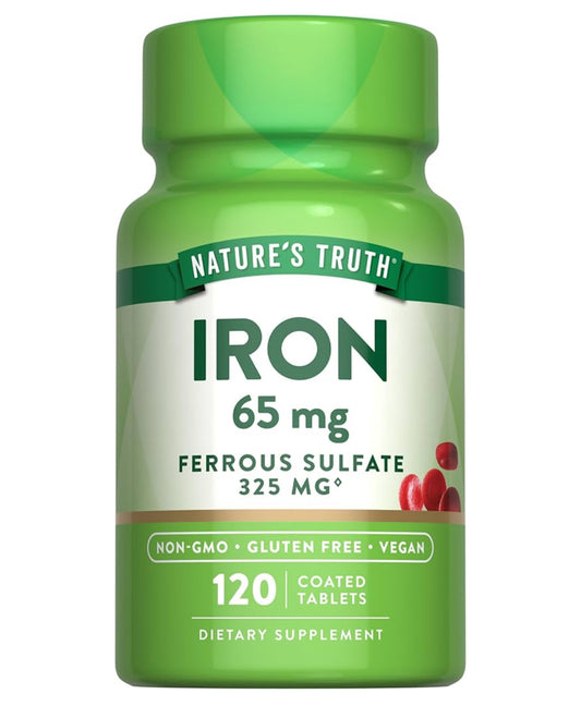 Nature's Truth Iron 65mg | 325mg Ferrous Sulfate | 120 Tablets; Exp 03/2027