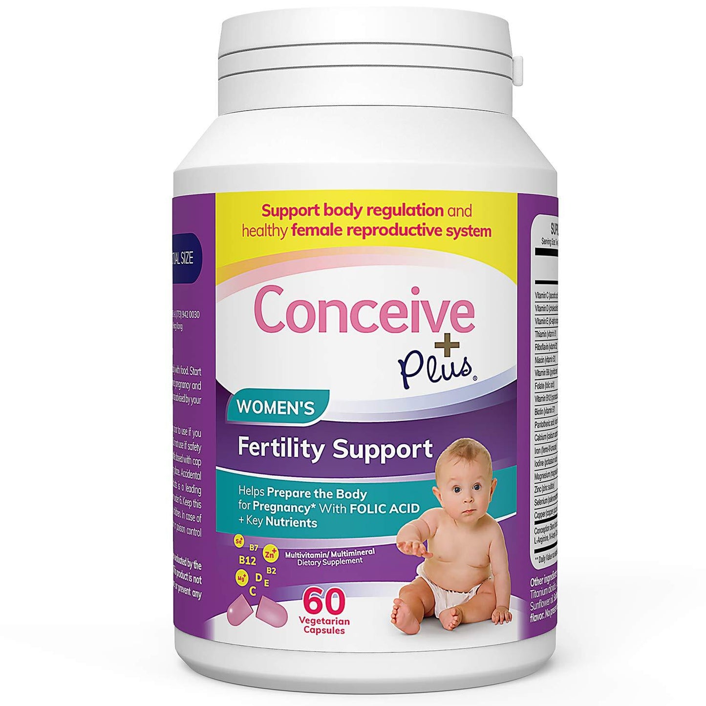 CONCEIVE PLUS Women's Fertility Support | Conception Prenatal Supplements for Her | Aids Hormonal Balance & Regular Cycles | With 23 Fertility Boosting Ingredients | 60 Capsules; Exp 02/2028