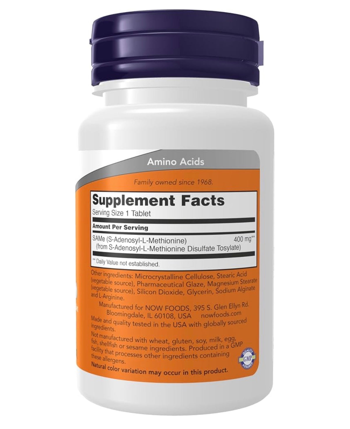 NOW SAMe 400mg ~ S-Adenosyl-L-Methionine | Nervous System Support | 30 Tablets; Exp 06/2028