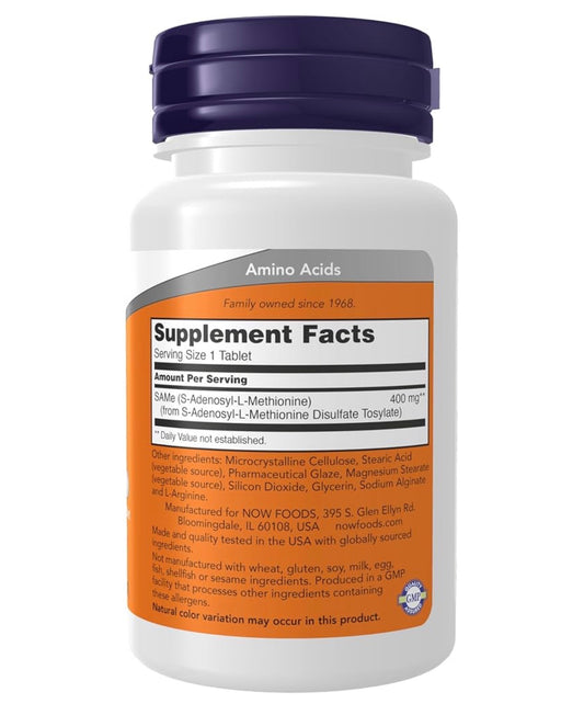 NOW SAMe 400mg ~ S-Adenosyl-L-Methionine | Nervous System Support | 30 Tablets; Exp 06/2028