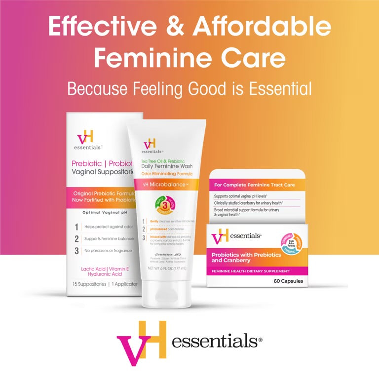 VH Essentials Probiotics With Prebiotics & Cranberry | For pH Balance, Vagina Odor Control, UTI Prevention & Improved Gut Health | 60 Capsules; Exp 12/2027 - ❗️New Packaging